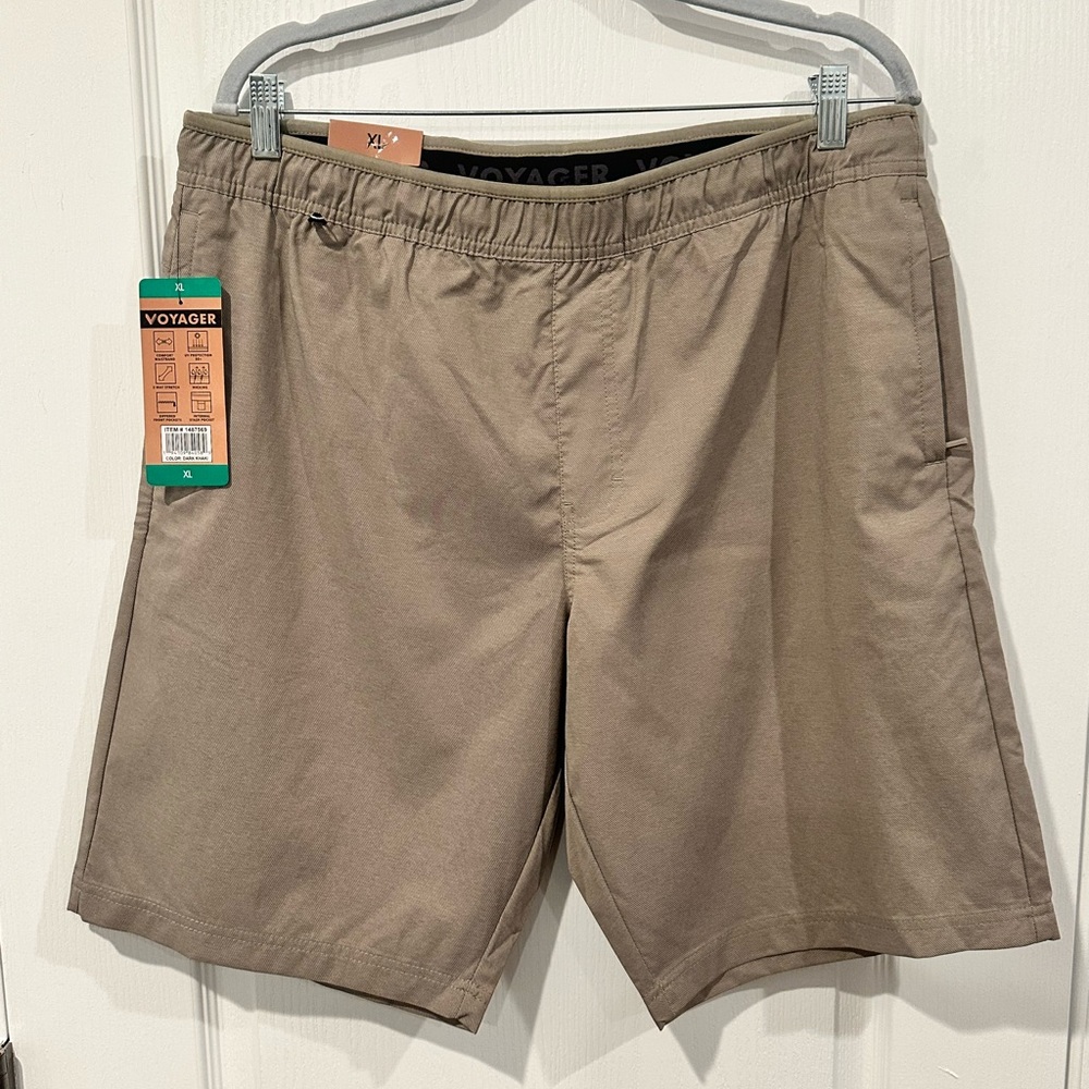 Voyager Active Stretch Moisture Wicking UV 50+ Men's Travel Short Dk KHAKI Sz XL